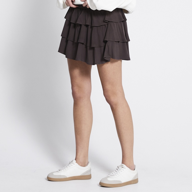 Frill crepe skirt "Lana" Brown